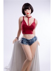 Hortensia-156cm Liebespuppe trägt ein rotes sexy Top
